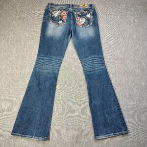 Miss Me Jeans Womens 29 Mid Rise Chloe Boot Embellished Sequin Floral M3247B
